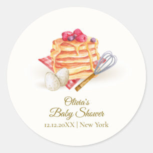 Modern Berry Pancake Egg Whisk Brunch Baby Shower Classic Round Sticker