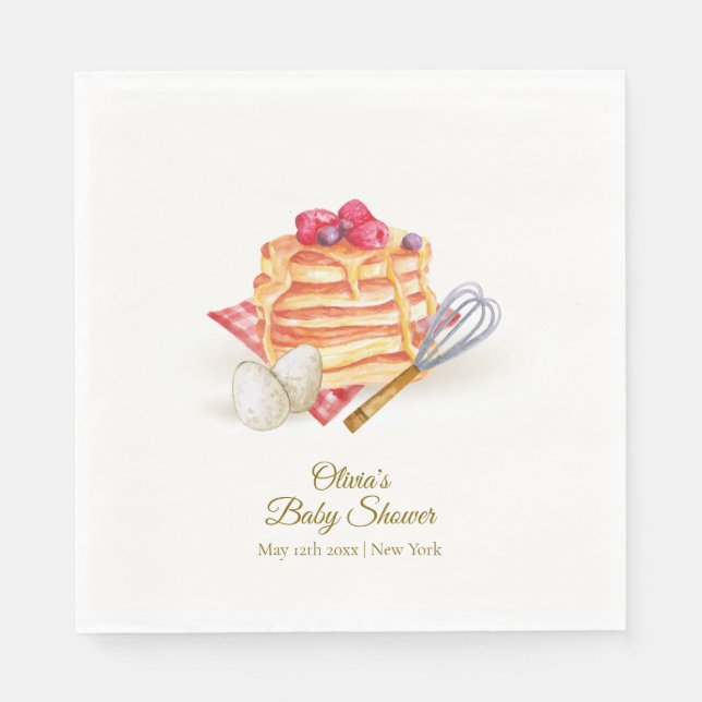 Modern Berry Pancake Egg Whisk Brunch Baby Shower  Napkin (Front)