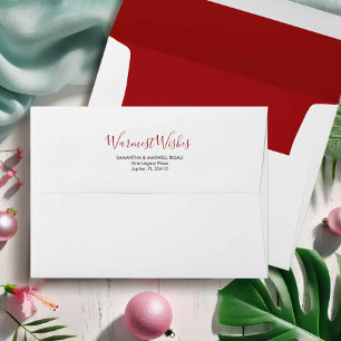 Modern Berry Red Pre Addressed Christmas Envelope