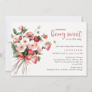 Modern Berry Sweet Strawberry Baby Shower Invitation