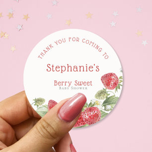 Modern Berry Sweet Thank you Baby Shower Classic Round Sticker