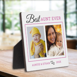 Modern Best Aunt Ever 2 Photo Collage Plaque