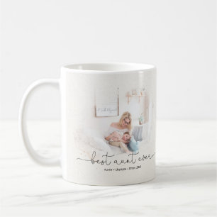 Modern Best Aunt Ever Script Quote Names Year Coffee Mug