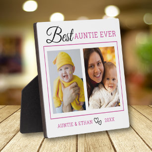 Modern Best Auntie Ever 2 Photo Collage Plaque