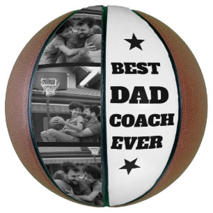 Modern Best Dad Coach Ever Cool Photo Collage Basketball