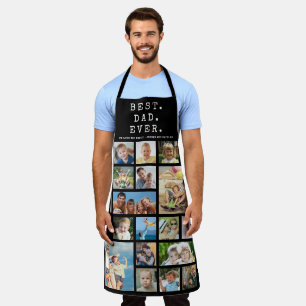 Modern BEST DAD EVER 19 Photo Collage Custom Apron