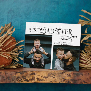 Modern Best Dad Ever 2 Photos Fathers Day Gifts Plaque