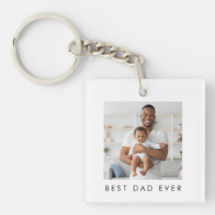 Modern Best Dad Ever 2 Photos Key Ring