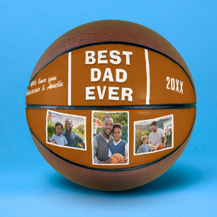 Modern Best Dad Ever 3 Photo Collage Father's Day Basketball