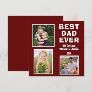 Modern Best Dad Ever 3 Photo Collage Father's Day Holiday Card