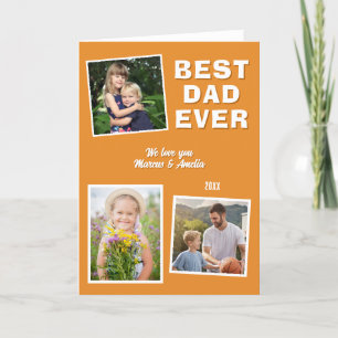 Modern Best Dad Ever 3 Photo Collage Father's Day Holiday Card