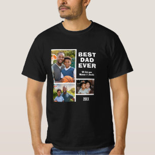 Modern Best Dad Ever 3 Photo Collage Father's Day  T-Shirt