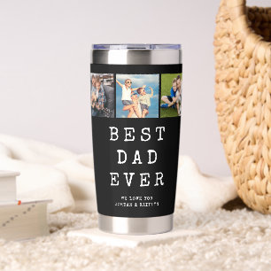 Modern BEST DAD EVER 3 Photos Insulated Tumbler