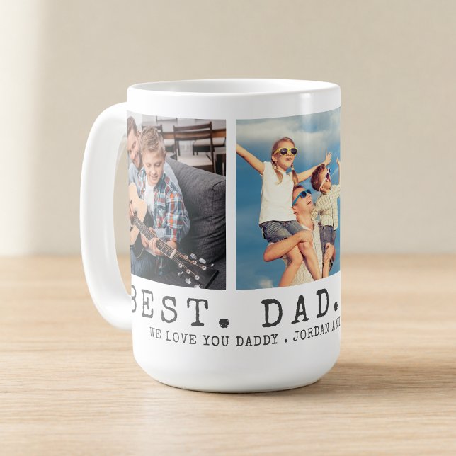 Modern BEST DAD EVER 3 Photos Personalised Coffee Mug (Creator Uploaded)