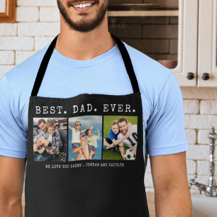 Modern BEST DAD EVER 3 Photos Personalised Custom Apron