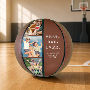 Modern BEST DAD EVER 3 Photos Personalised Custom Basketball