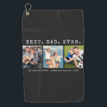 Modern BEST DAD EVER 3 Photos Personalised Custom Golf Towel<br><div class="desc">Modern BEST DAD EVER 3 Photos Personalised Custom Golf Towel. Create a personalised, custom photo golf towel for a father with 3 photos and your custom title and/or message in your choice of font styles and text and background colours in EDIT (shown with white text on black). and t-shirt colour....</div>
