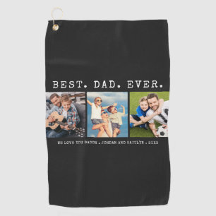 Modern BEST DAD EVER 3 Photos Personalised Custom Golf Towel