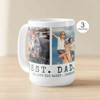 Modern BEST DAD EVER 3 Photos Personalised Green