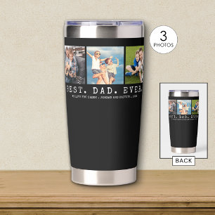 Modern BEST DAD EVER 3 Photos Personalised Insulated Tumbler