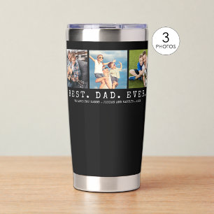Modern BEST DAD EVER 3 Photos Personalised Insulated Tumbler