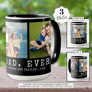 Modern BEST DAD EVER 3 Photos Personalised Mug