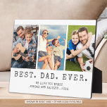 Modern BEST DAD EVER 3 Photos Personalised Plaque<br><div class="desc">Modern BEST DAD EVER 3 Photos Personalised Easel-Back Plaque. Create a personalised, custom photo collage photo display on this easel-back plaque for a father featuring 3 pictures, your custom title and/or message in your choice of font styles and colours and background colour. The sample is shown with the title BEST....</div>