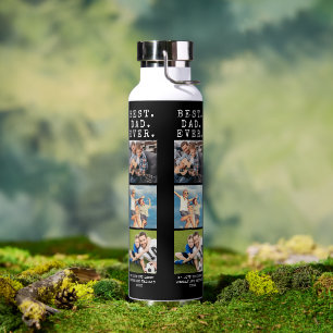 Modern BEST DAD EVER 3 Photos Personalised Water Bottle