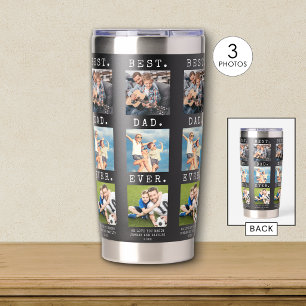 Modern BEST DAD EVER 3 Photos Repeating Insulated Tumbler
