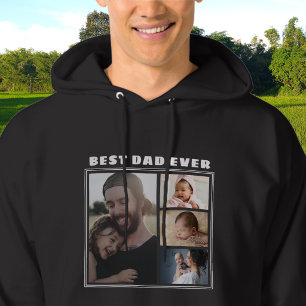 Modern  Best Dad Ever 4 Photo Collage  Black Hoodie