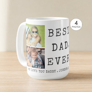 Modern BEST DAD EVER 4 Photos Custom Coffee Mug