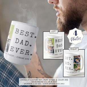 Modern BEST DAD EVER 4 Photos Custom Coffee Mug