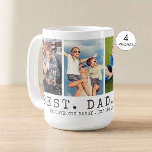 Modern BEST DAD EVER 4 Photos Personalised Coffee Mug