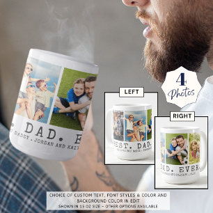 Modern BEST DAD EVER 4 Photos Personalized Coffee Mug