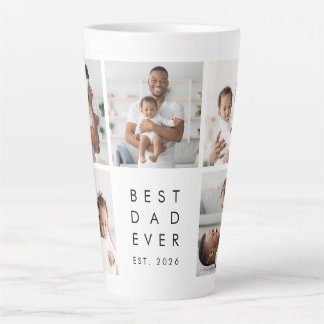 Modern Best Dad Ever 5 Photo Latte Mug