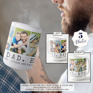 Modern BEST DAD EVER 5 Photos Personalized Coffee Mug