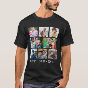 Modern Best Dad Ever 8 Photo Collage Black   T-Shirt