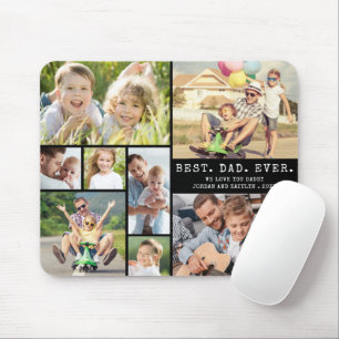 Modern BEST DAD EVER 8 Photo Collage Mouse Pad