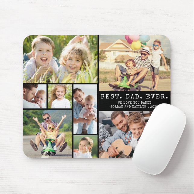 Modern BEST DAD EVER 8 Photo Collage Mouse Pad (With Mouse)