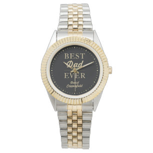 Modern Best Dad Ever Black Gold Silver Watch