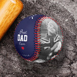 Modern Best Dad Ever Blue Father's Day Custom Name Baseball<br><div class="desc">Modern Best Dad Ever Father's Day from Son Photos Blue Custom Name Baseball . The ultimate Father's Day gift that blends sentimental and humourous elements is the "Best Dad Ever 3 Photo Collage Baseball." This product features a stunning black and white 3-photo collage that highlights your cherished memories with your...</div>