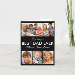 Modern Best Dad Ever Custom Father Photo Collage Card