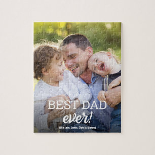 Modern Best Dad Ever Custom Photo gift Jigsaw Puzzle