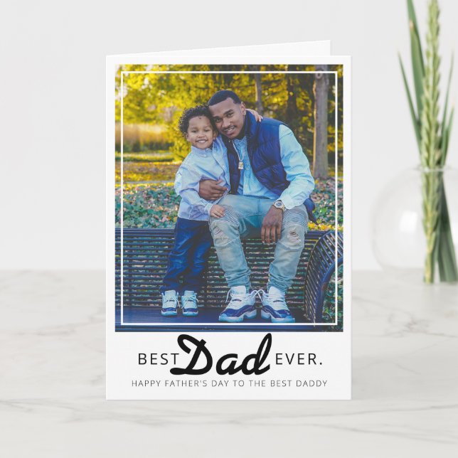 Modern Best Dad Ever Daddy Photo Father's Day Card (Front)