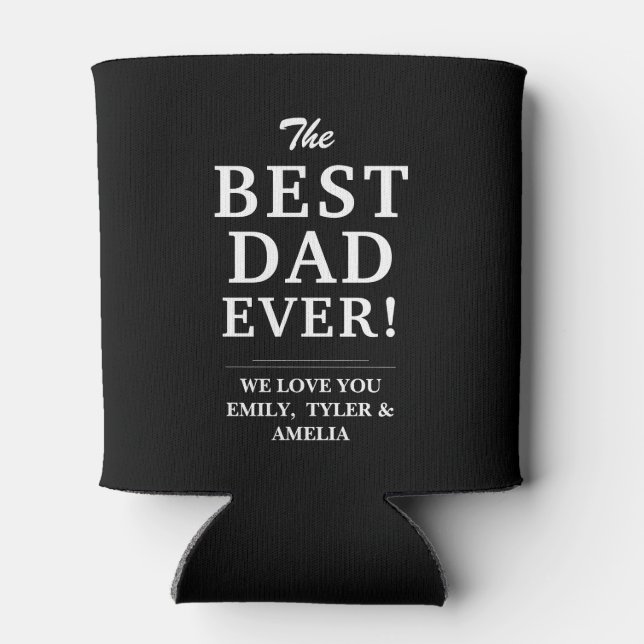 Modern Best Dad Ever Father`s Day 2 Photo Collage  Can Cooler (Back)