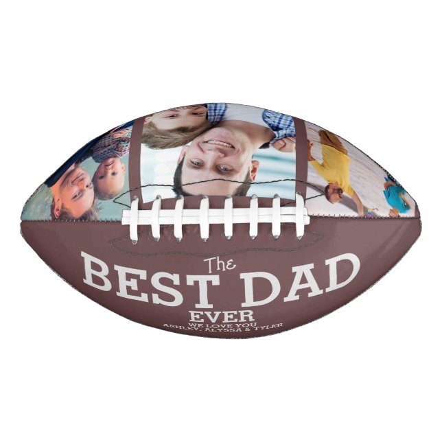 Modern Best Dad Ever Father`s Day 3 Photo Collage  Football (Front)