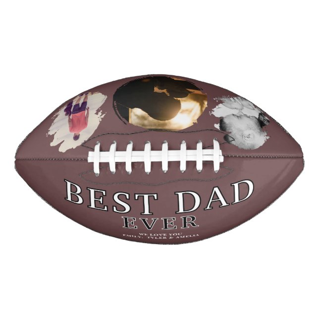 Modern Best Dad Ever Father`s Day 3 Photo Collage Football (Front)