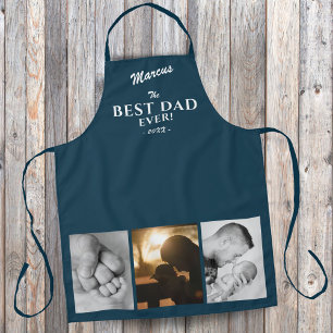 Modern Best Dad Ever Father`s Day Keepsake 3 Photo Apron