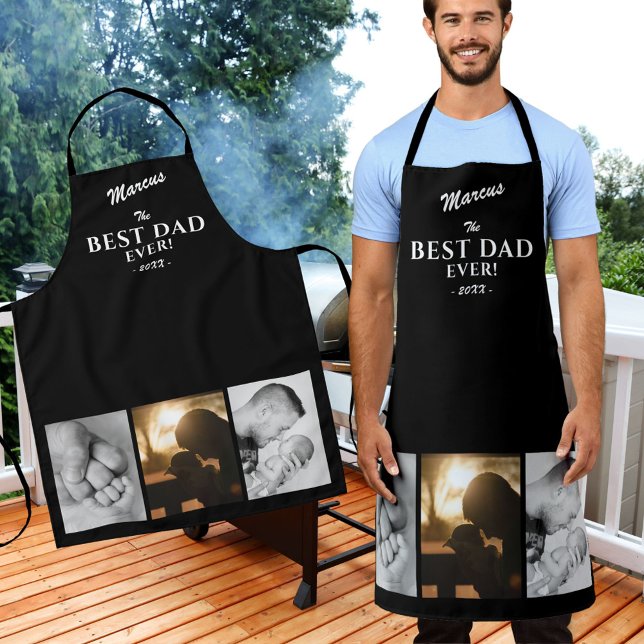 Modern Best Dad Ever Father`s Day Keepsake 3 Photo Apron (Creator Uploaded)