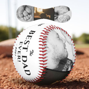 Modern Best Dad Ever Father`s Day Keepsake 3 Photo Baseball